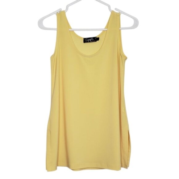 Sympli Yellow Sleeveless Tank Top Polyester Spandex Layering Piece - Picture 12 of 12